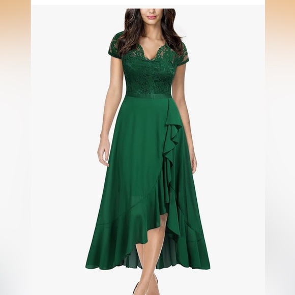Dresses & Skirts - Miusol Women's V Neck Elegant Lace Ruffle Bridesmaid Maxi Dress 010